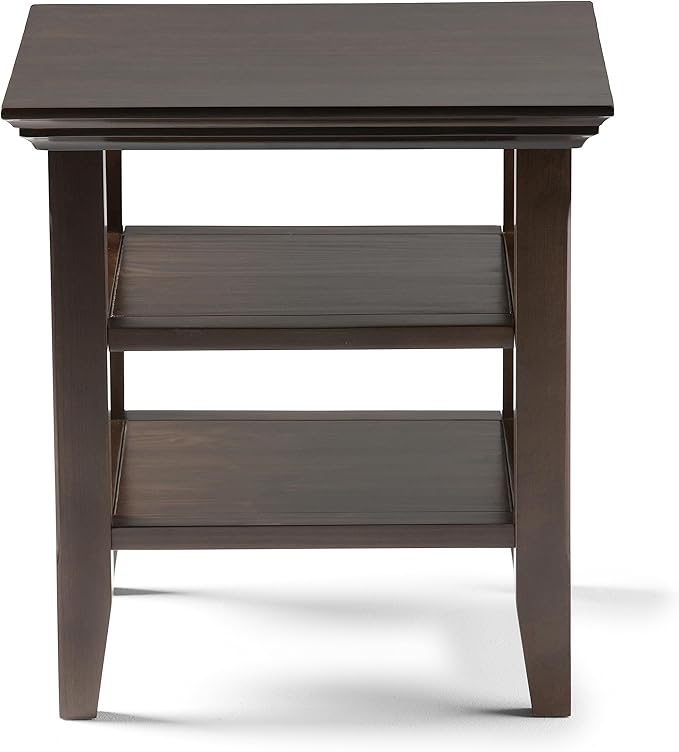 SIMPLIHOME Acadian SOLID WOOD 19 inch Wide Square Transitional End Table in Brunette Brown for the Living Room and Bedroom