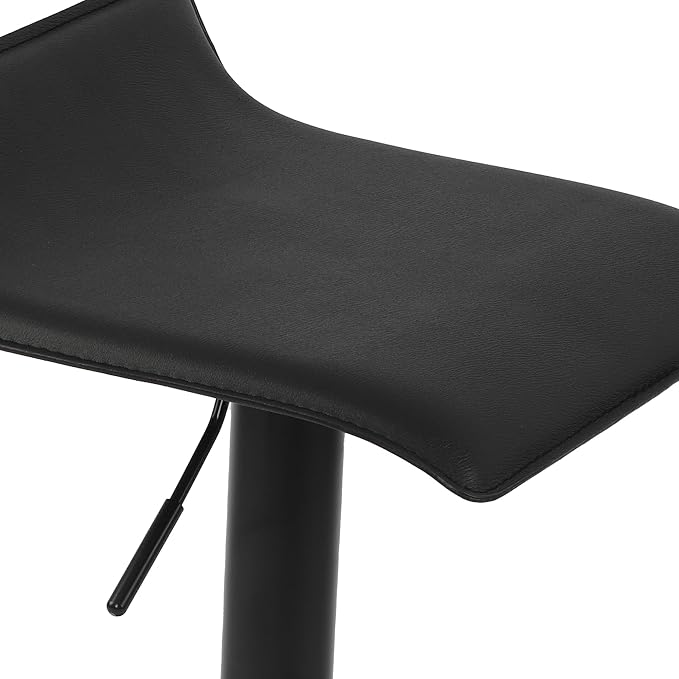 NOBPEINT Contemporary Chrome Air Lift Adjustable Swivel Bar Stool with Black Base, Set of 2, Black