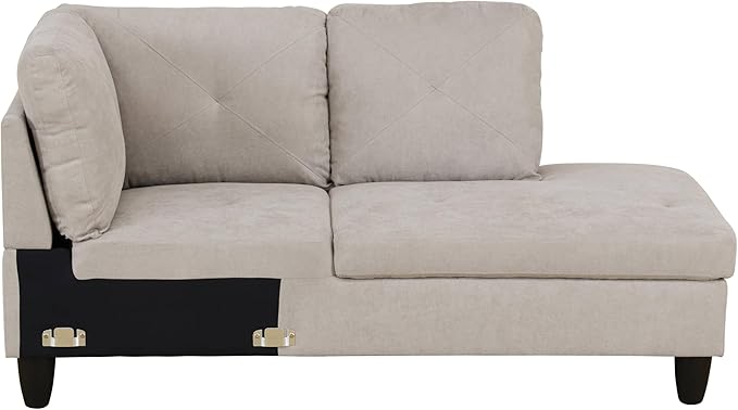 NicBex Sectional Couch 3 Pieces Sofa Set with Left Chaise Flannel L Shaped Cloud Couch for Living Room Furniture Sets with Storage Ottoman, Modular Sofa for Living Room & Apartment, Off-White
