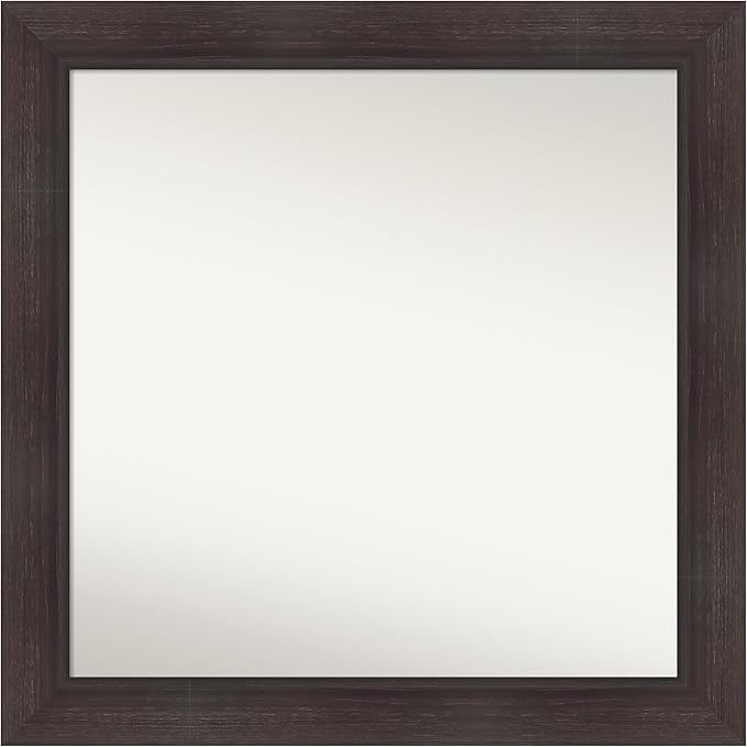Amanti Art Brown Bathroom Mirror for Over Sink, 32x32 Sloped Espresso Square Vanity Mirror, Large Modern Contemporary Frame, Hangs Horizonally and Vertically, Bathroom Wall Decor, Non-Beveled Edge