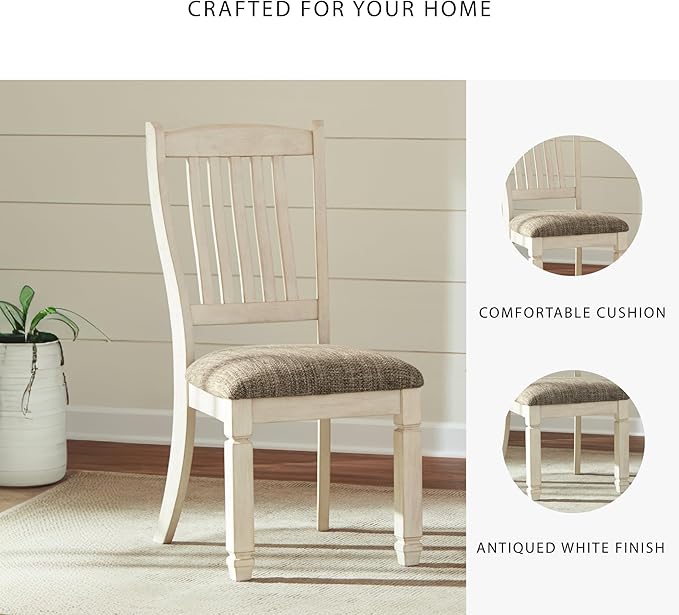 Signature Design by Ashley Bolanburg 20" Upholstered Dining Room Chair, Set of 2, Antique White