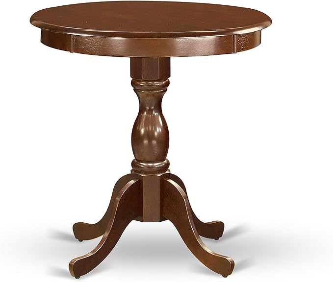 East West Furniture ESGA3-MAH-32 3 Piece Dining Table Set for Small Spaces Contains a Round Wooden Table with Pedestal and 2 Light Beige Linen Fabric Parson Chairs, 30x30 Inch, Mahogany