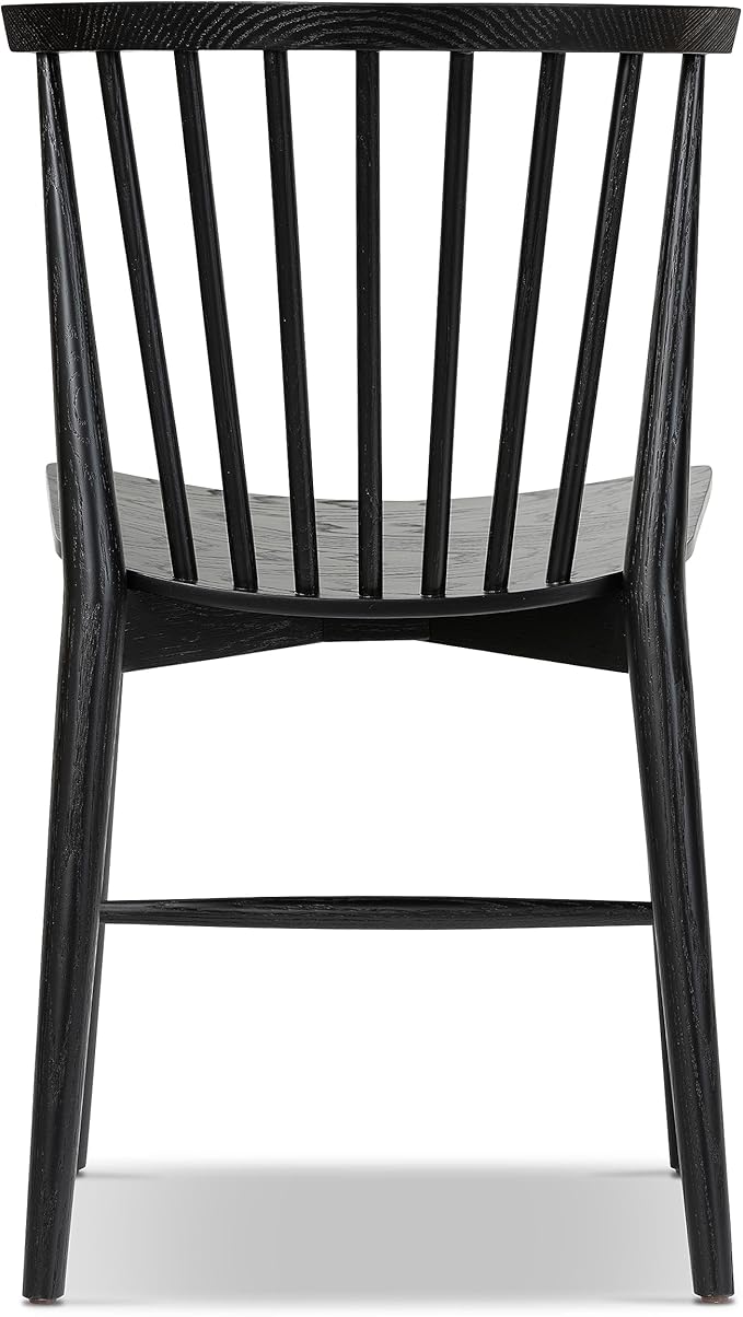 POLY & BARK Ligna Dining Chair Oak – Mid-Century Inspired Chair with Sculpted Spindle Back – Solid American Walnut Frame and Engineered Wood Veneered Seat – Fully Assembled and Ready to Use