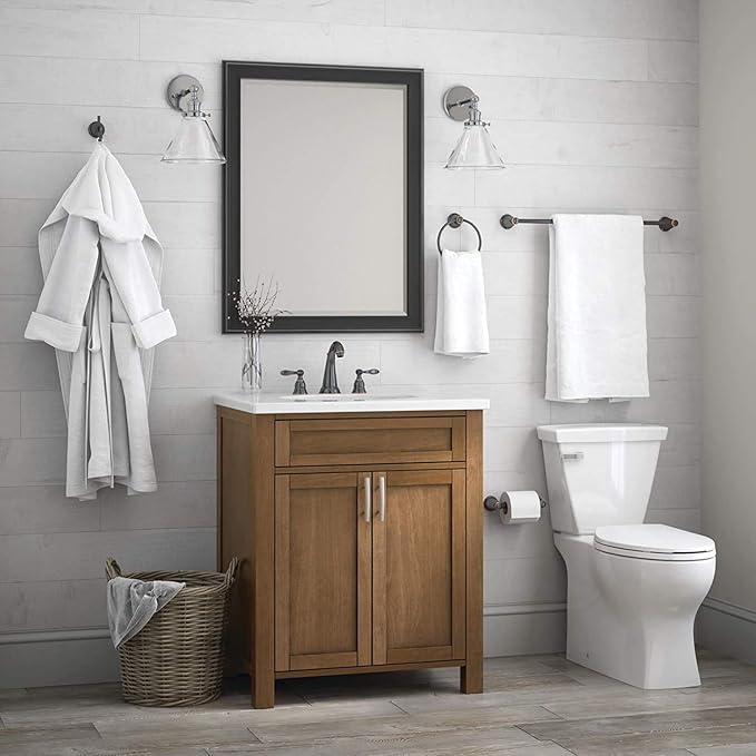 Franklin Brass Kinla 5-Piece Bathroom Set Oil-Rubbed Bronze 18', 24' Towel Bar Racks, Toilet Paper Holder, Ring, Hook KIN5PC-ORB