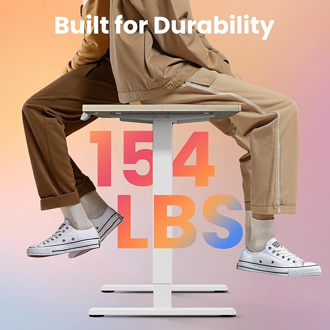 HUANUO 32" Small Electric Standing Desk Adjustable Height, 4 Memory Height Settings, Sit Stand Up Desk for Home Office & Computer Workstation, LightWalnut