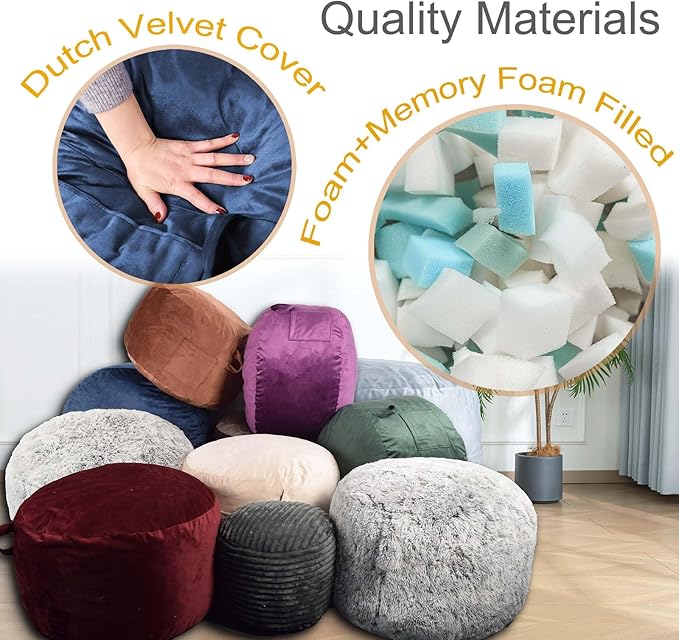 Bean Bag Chairs, Memory Foam Stuffing Bean Bag Chair for Adults/Teens/Kids, Velvet Lazy Sofa Furniture with Removable High-Rebound Memory Foam for Living Room Bedroom College Dorm