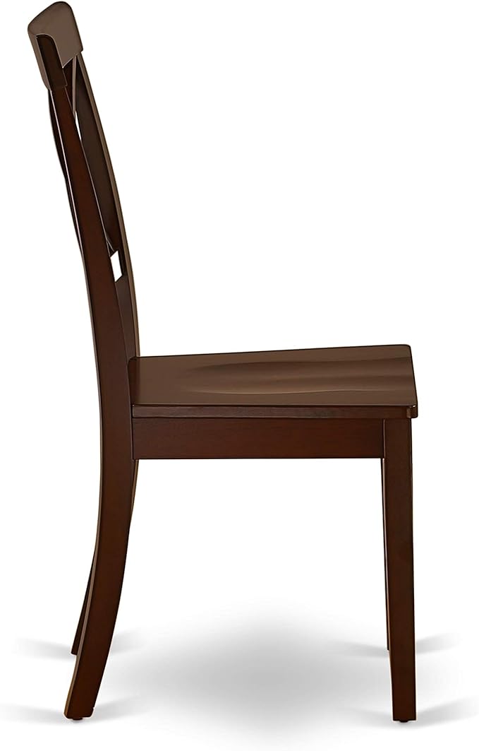 East West Furniture DLBO5-MAH-W 5 Piece Dining Room Table Set Includes a Round Dining Table with Dropleaf and 4 Wood Seat Chairs, 42x42 Inch, Mahogany