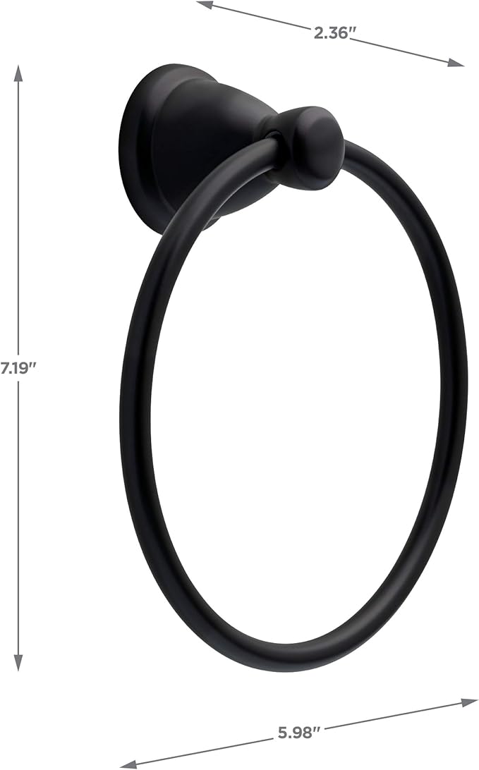 Franklin Brass Kinla 3-Piece Bathroom Set Matte Black 24" Towel Bar Rack, Toilet Paper Holder, Ring KIN3PC-MB