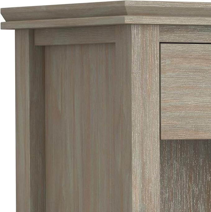 SIMPLIHOME Artisan SOLID WOOD 24 inch Wide Transitional Bedside Nightstand Table in Distressed Grey for the Living Room and Bedroom