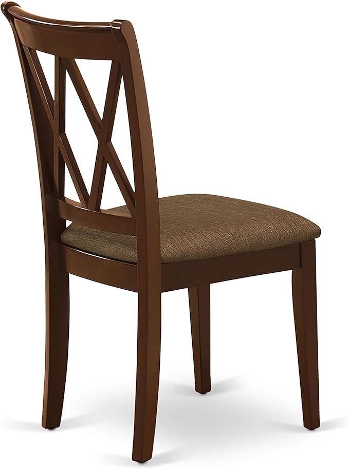 East West Furniture DUCL5-MAH-C 5 Piece Kitchen Table Set for 4 Includes a Rectangle Dining Table and 4 Linen Fabric Dining Room Chairs, 36x60 Inch, Mahogany