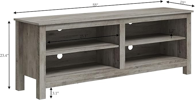 Modern TV Stand for 65 inch TV, 55 Inch TV Cabinet with 4 Open Storage Shelves, Wood TV Entertainment Center for Bedroom, Living Room