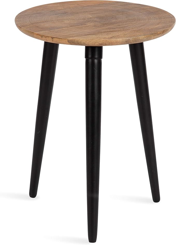 Kate and Laurel Rumsen Farmhouse Side Table, 16 x 16 x 21, Natural and Black, Sophisticated Modern Pedestal End Table for Storage and Display
