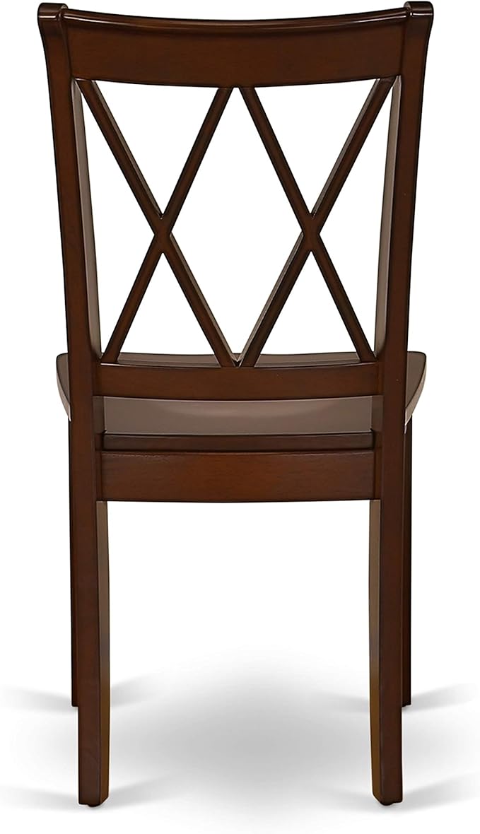 East West Furniture HBCL5-MAH-W 5 Piece Dining Room Furniture Set Includes a Round Kitchen Table with Pedestal and 4 Dining Chairs, 42x42 Inch, Mahogany