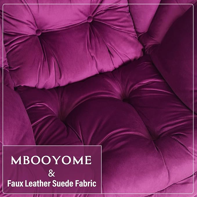 Lazy Chair with Folding Ottoman, Modern Accent Lounge Armchair with Armrests, a Side Pocket & Foldable Footstool, Leisure Reading Chair for Living Room, Bedroom, Dorm & Office, Velvet Purple