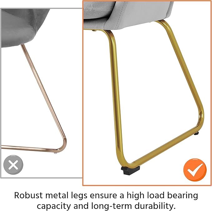 Yaheetech Flower Shape Velvet Vanity Chair, Modern Side Chair Armchair with Golden Metal Legs for Living Room/Dressing Room/Bedroom/Home Office/Kitchen, Gray