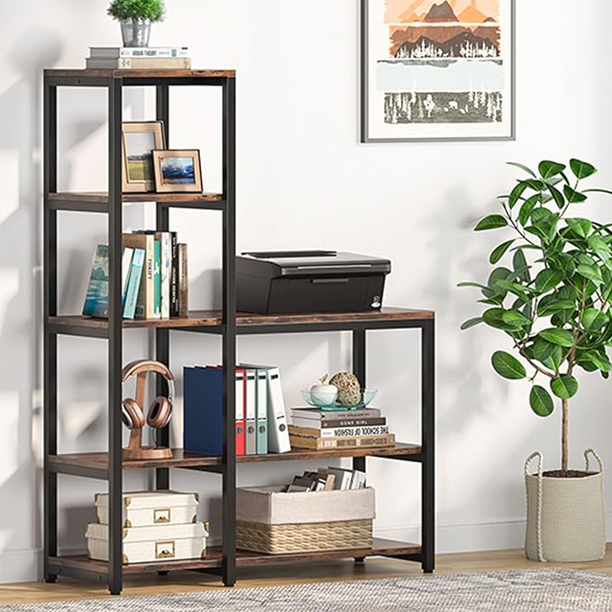 Tribesigns 5-Tier Bookshelf, Ladder Corner Bookshelves Etagere Bookcase, 8 Shelves Display Rack Storage Shelf for Living Room Home Office