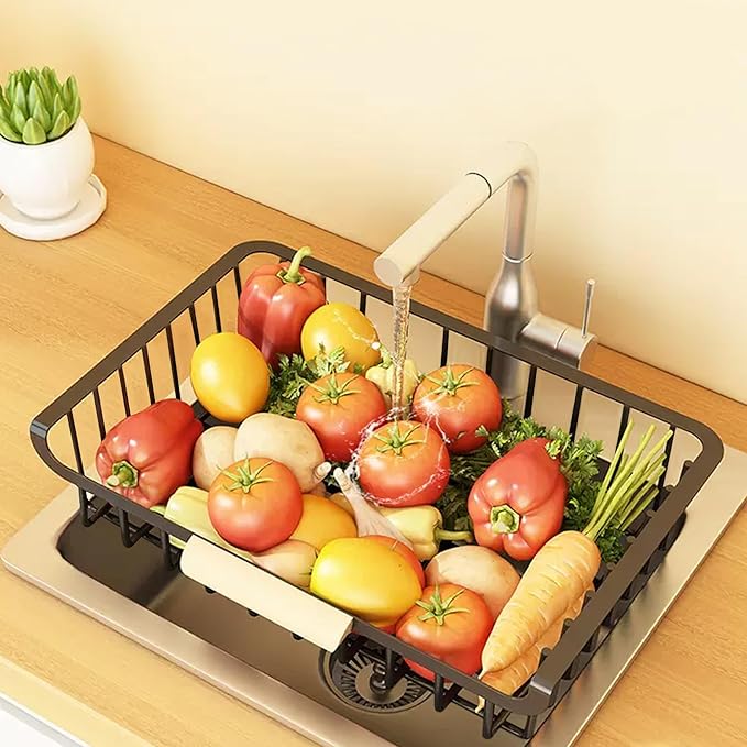 Black 5-Tier Fruit & Veggie Storage Cart on Wheels - Pull-Out Kitchen Organizer with 3 Tiers for Potatoes, Onions, & More