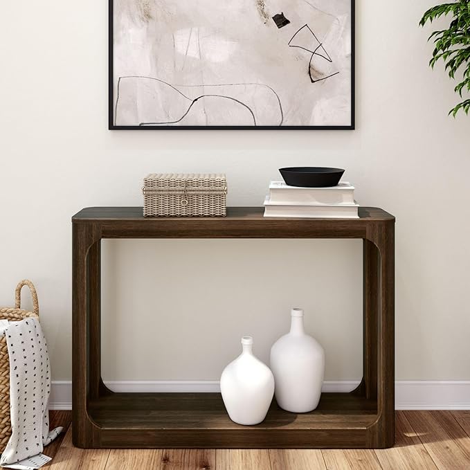 Plank+Beam Forma Console Table, 46 Inch, Solid Wood Sofa Table, Entryway Table for Hallway, Narrow Behind The Couch Table, Console Tables for Entryway, Living Room, Foyer, Easy Assembly, Walnut
