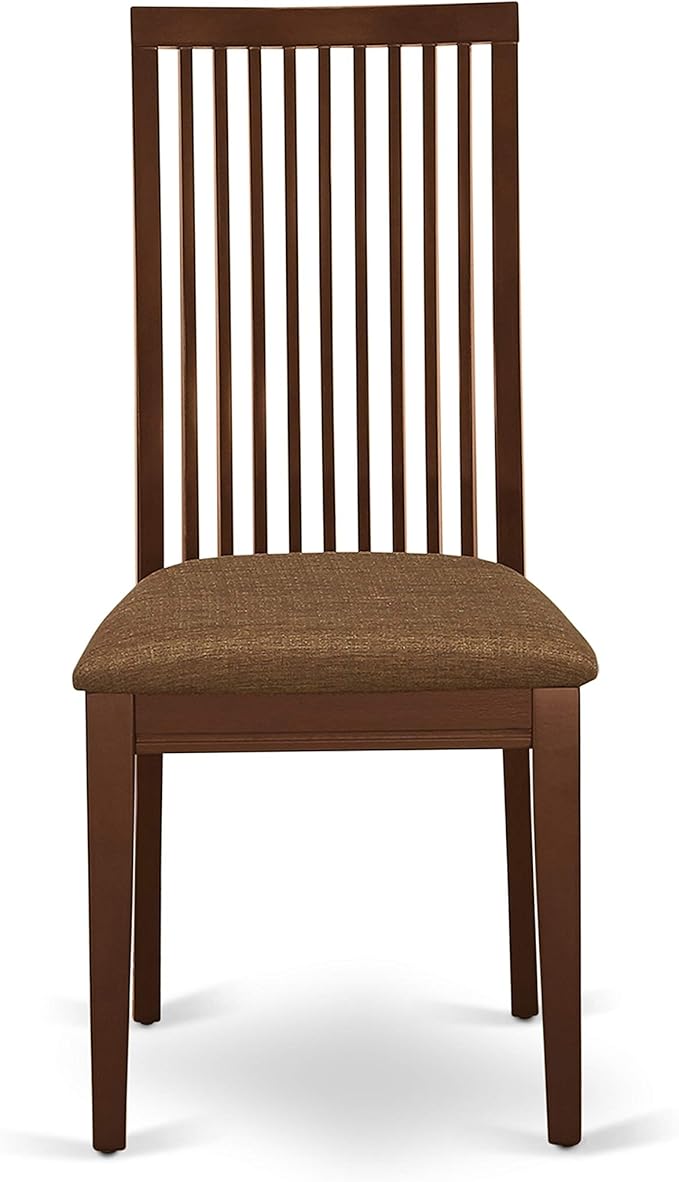 East West Furniture DLIP5-MAH-C 5 Piece Modern Dining Table Set Includes a Round Wooden Table with Dropleaf and 4 Linen Fabric Dining Room Chairs, 42x42 Inch, Mahogany