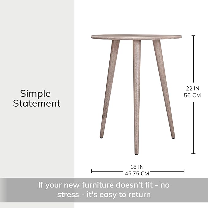 MH London Side Table - Konak End Table. Exclusively Designed Hand-Crafted Small Nightstand. Solid Wood Round End Table. Contemporary Accent Table for Bedrooms, Living Rooms and Home Office