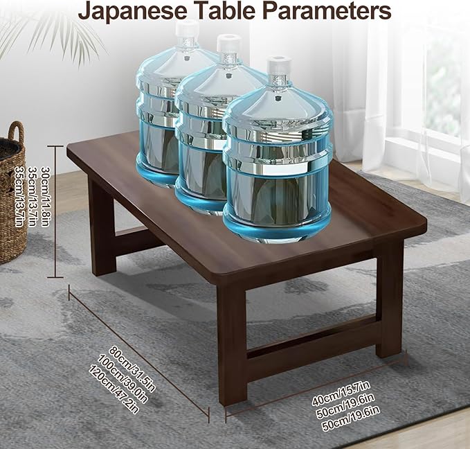 Japanese Floor Sitting Table, Folding Wood Tea Table Chabudai Japanese Coffee Table Low Table for Living Room Home Tatami Office (A 47.2 * 19.6 * 13.7 INCH)