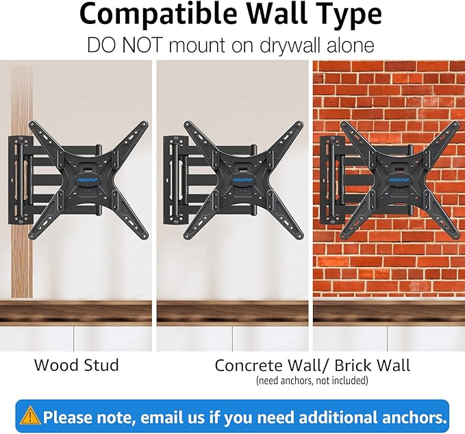 MOUNTUP Corner TV Wall Mount for Most 26-65 Inch TVs, Long Arm TV Mount with 30 Inch Extension Arm, Smooth Swivel Tilt Single Stud Full Motion Bracket Max VESA 400x400mm, 77 lbs Heavy Duty, MU0057