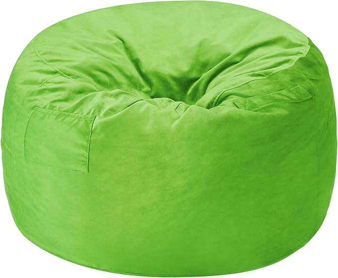 Homguava 5 FT Bean Bag Chair: 5' Bean Bags with Memory Foam Filled, Large Beanbag Chairs Soft Sofa with Dutch Velvet Cover-Lime