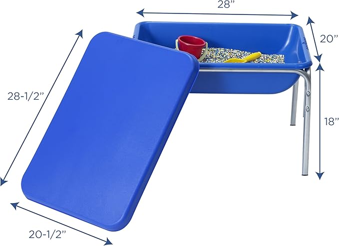 Children's Factory 18" Small Sensory Table, Sandbox with Lid, Water Table for Kids, Blue
