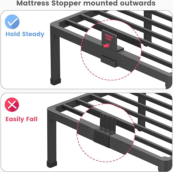 20 Inch King Size Metal Platform Bed Frame with Round Corners, Storage Space Under High Bed Frame-Heavy Duty Steel Slats Support, Noise Free - Easy Assembly - No Box Spring Needed