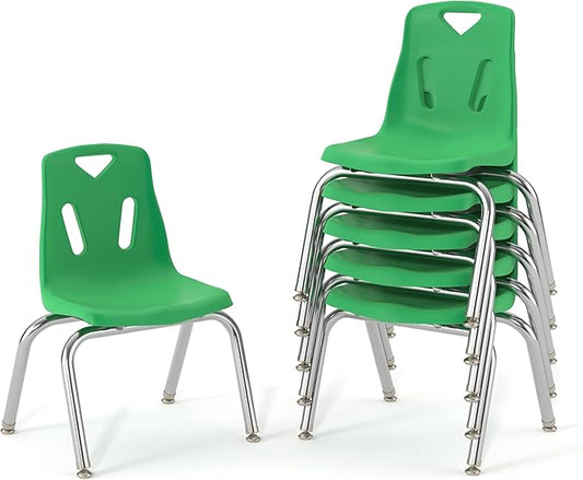 Berries Jonti-Craft 8142JC6119 Stacking Chairs with Chrome-Plated Legs, 12" Height, Green, Pack of 6