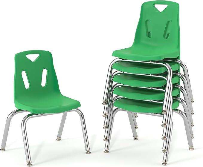 Berries Jonti-Craft 8146JC6119 Stacking Chairs with Chrome-Plated Legs, 16" Height, Green, Pack of 6