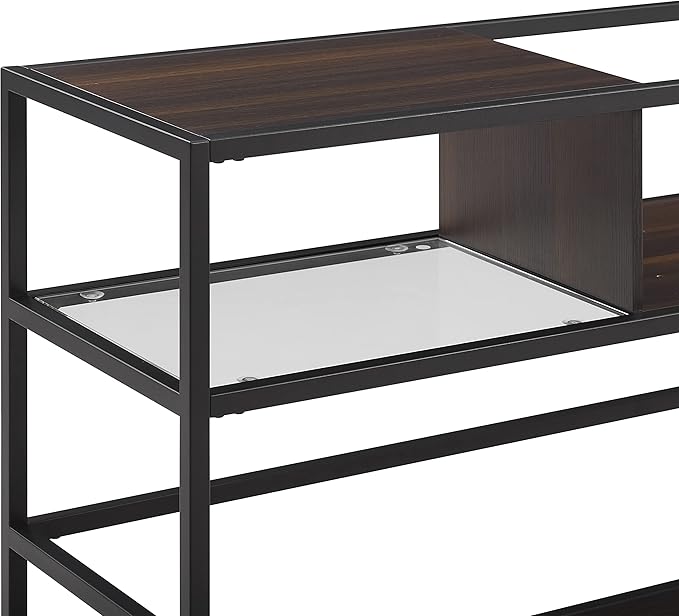 Crosley Furniture Provo Console Record Player Stand with Storage for Vinyl Records, Matte Black/Brown