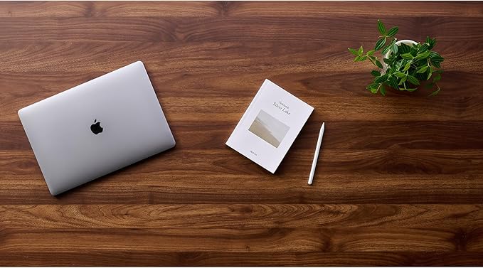 Kaboon Universal Tabletop 60"x18", Solid One-Piece Melamine Table Top, Double L-Desk Floating Desk DIY, Home and Office,Dark Walnut