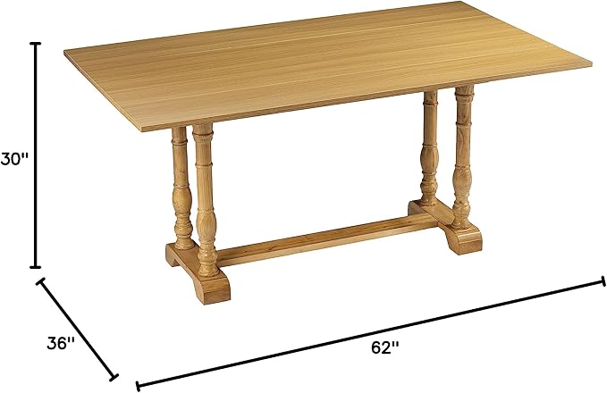 SEI Furniture Edenderry Farmhouse Folding Trestle Console to Dining Table – Natural Oak