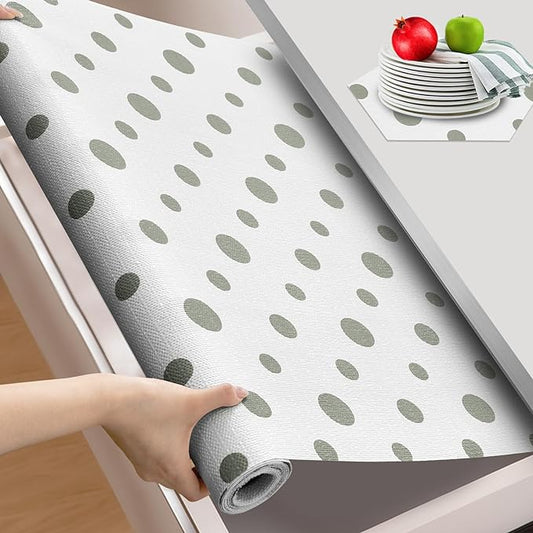 Beautysaid Shelf and Drawer Liner for Kitchen Cabinet, Non Adhesive Non Slip Shelf Paper Waterproof Washable Thickened for Dresser Pantry Shelve Bathroom Protector Liner(Polka Dot,23.6 in x 10 FT)