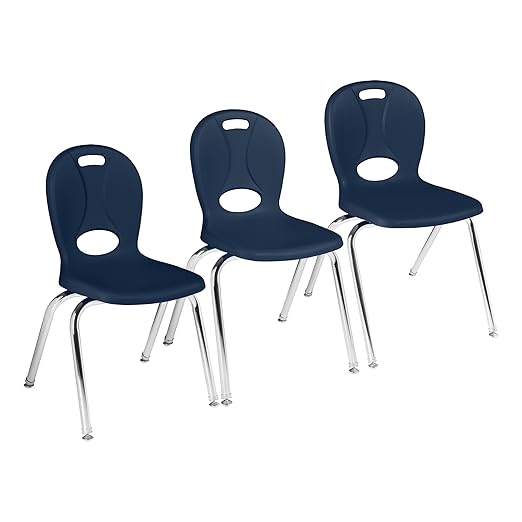 Learniture LNT-116-CSW-NV Learniture Structure Series Stackable School Chairs for Classroom, 16" Seat Height, Navy, Pack of 4