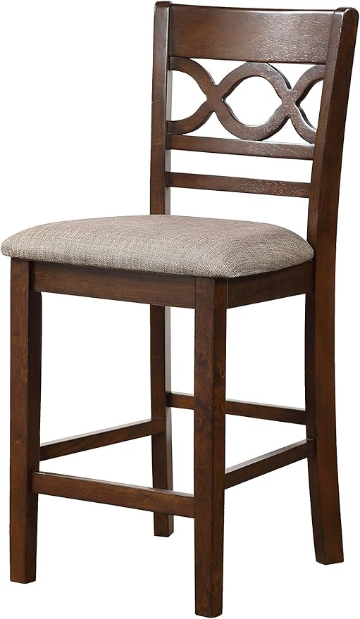 New Classic Furniture Cori 5-Piece Round Counter Set with 1 Dining Table and 4 Chairs, 42-Inch, Cherry Brown
