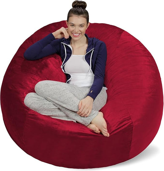 Sofa Sack Bean Bag Chair - Plush, Ultra Soft - Memory Foam Bean Bag Chair with Microsuede Cover - Stuffed Foam Filled Furniture and Accessories for Dorm Room 5 Feet - Cinnabar