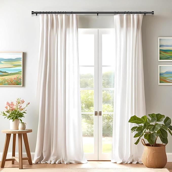 2 Pack Curtain Rods for Windows 28 to 48 Inch(2.3-4ft), 1 Inch Black Adjustable Heavy Duty Curtain Rod Set, Modern Outdoor Drapery Rods for Patio Bedroom, Size 32"- 60"