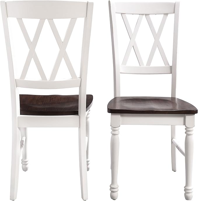 Crosley Furniture Shelby 7-Piece Traditional Dining Table Set for 6, Dinner Tables with Kitchen Chairs, Distressed White