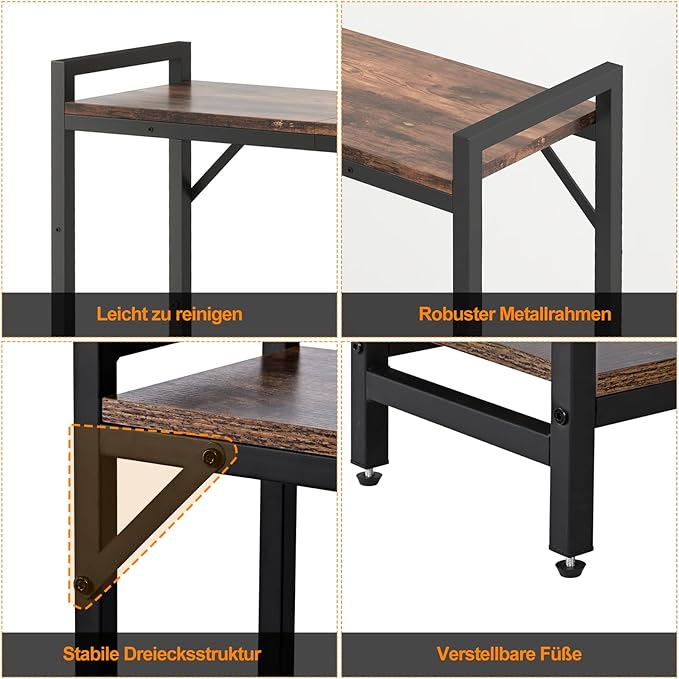 Narrow Console Table, Small Entryway Table with 2 Support Bar, Thin Sofa Table, Small Couch Table, Display Table, Side Table for Living Room, Hallway, Bedroom, Rustic Brown