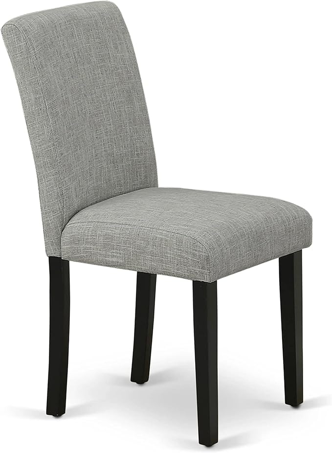 East West Furniture AMAB5-BCH-06 5 Piece Dining Set Includes a Round Kitchen Table with Pedestal and 4 Shitake Linen Fabric Parson Dining Chairs, 36x36 Inch, Black & Cherry