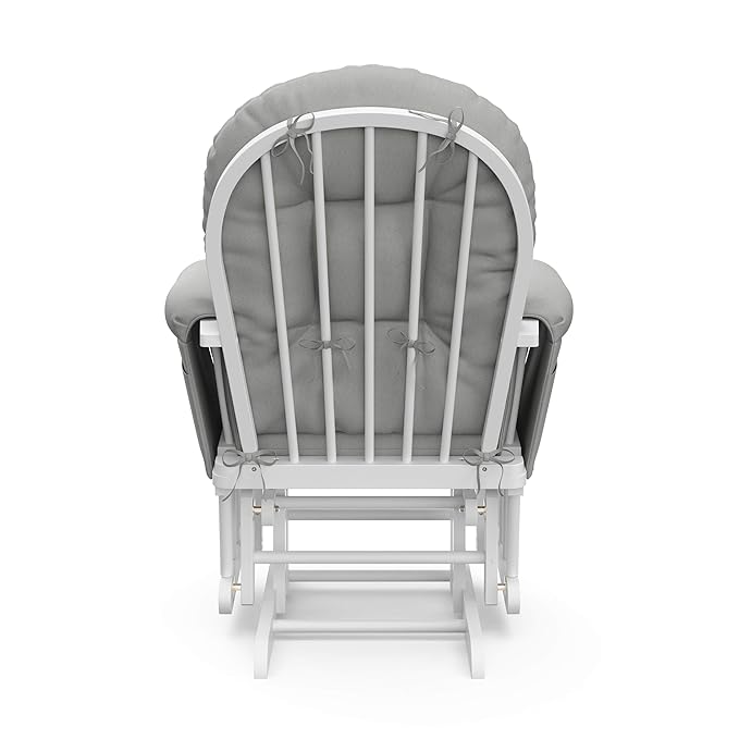Storkcraft Premium Hoop Glider & Ottoman (White/Light Gray) — GREENGUARD Gold Certified Nursery Glider, Solid Wood Craftsmanship, Smooth-Gliding Nursery Chair and Ottoman, Award-Winning