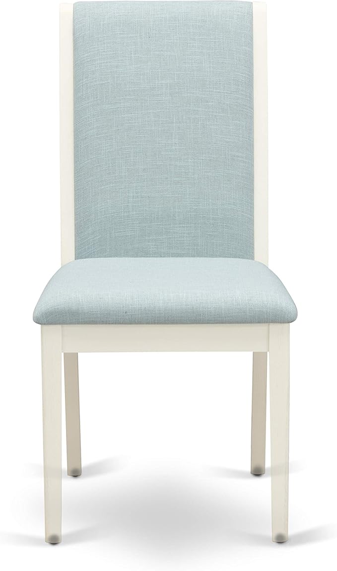 East West Furniture X077LA015-7 7 Piece Dining Room Table Set Consist of a Rectangle Kitchen Table with X-Legs and 6 Baby Blue Linen Fabric Parson Dining Chairs, 40x72 Inch, Multi-Color