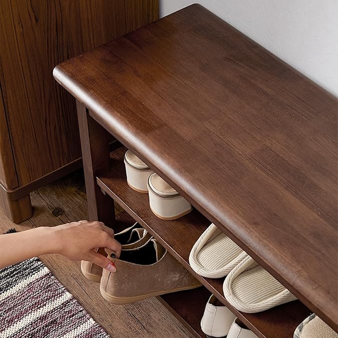LEILISI Shoe Bench, Solid Wood Shoe Rack Bench Simple Style Shoe Storage Bench for Entryway Hallway Living Room and Corridor (31.5")