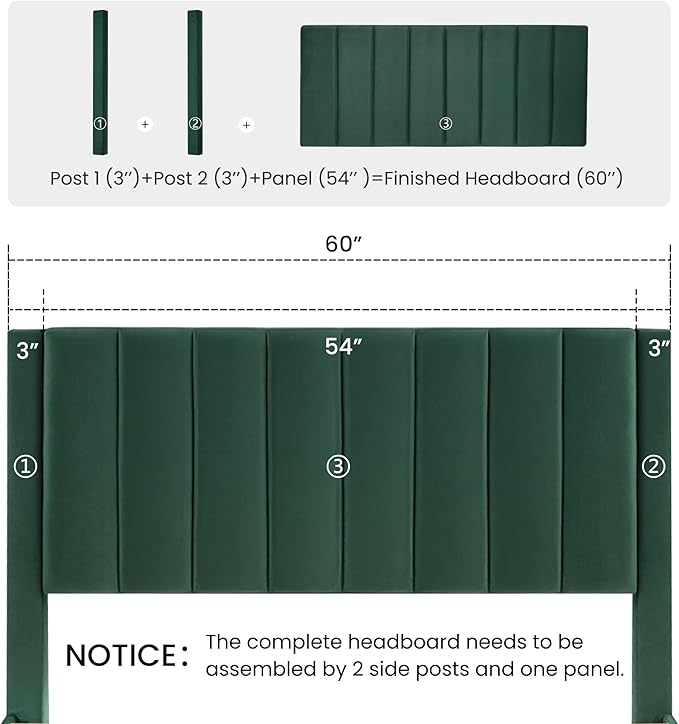 SHA CERLIN Queen Bed Frame/Velvet Upholstered Platform Bed Frame with Headboard/Strong Wood Slats Support/Mattress Foundation/No Box Spring Needed - Green