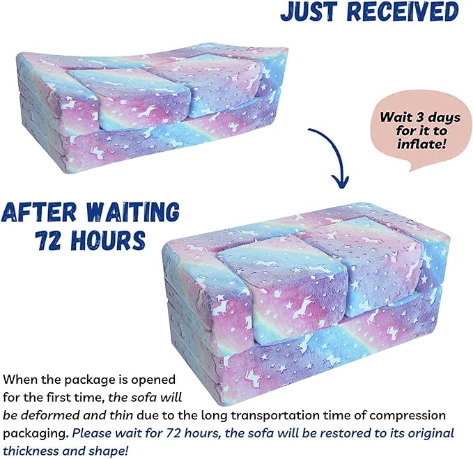 MeMoreCool Glow in The Dark Kids Couch, Rainbow Fold Out Toddler Sofa, Modular Play Couch for Bedroom and Playroom, Baby Sofa Kids Furniture