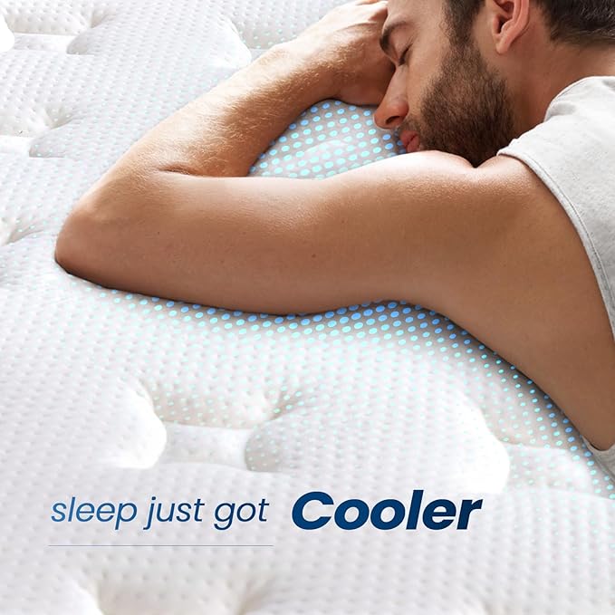 Coolvie Twin XL Mattress 14 Inch, Gel Memory Foam Bed in a Box, Adaptive Support Breathable Hybrid Mattresses with CertiPUR-US Certified, Double Coesoling Individually Coil & Medium Plush Support