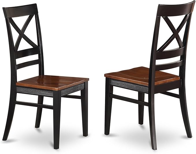 East West Furniture DOQU7-BCH-W 7 Piece Dining Table Set Consist of a Rectangle Dining Room Table with Butterfly Leaf and 6 Wood Seat Chairs, 42x78 Inch, Black & Cherry