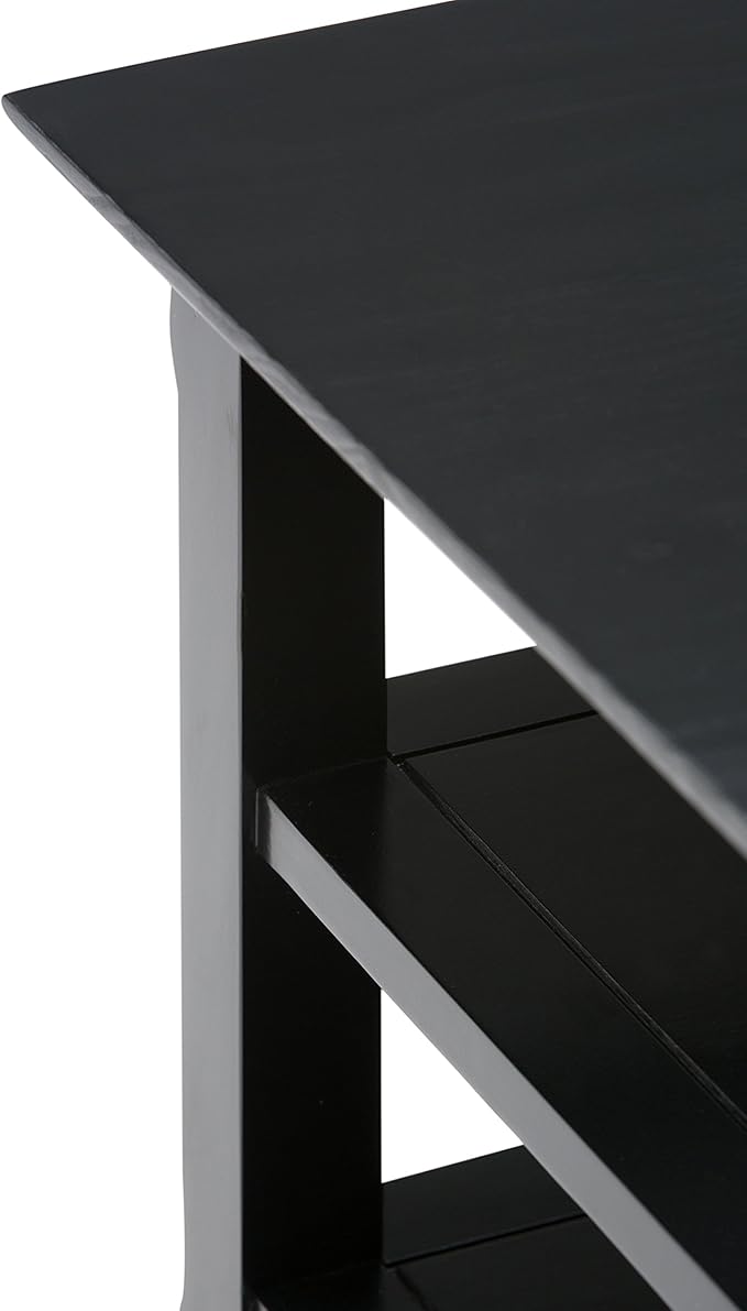 SIMPLIHOME Acadian SOLID WOOD 19 inch Wide Square Transitional End Table in Black for the Living Room and Bedroom